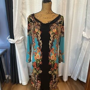 Eva Varro Blue Sheath Dress with 3/4 Sleeves for Cocktail